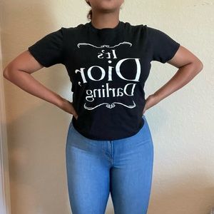“It’s Dior Darling” black cotton casual exercise t shirt